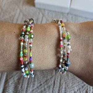 Beaded Bracelets Handmade Unique Set of Two